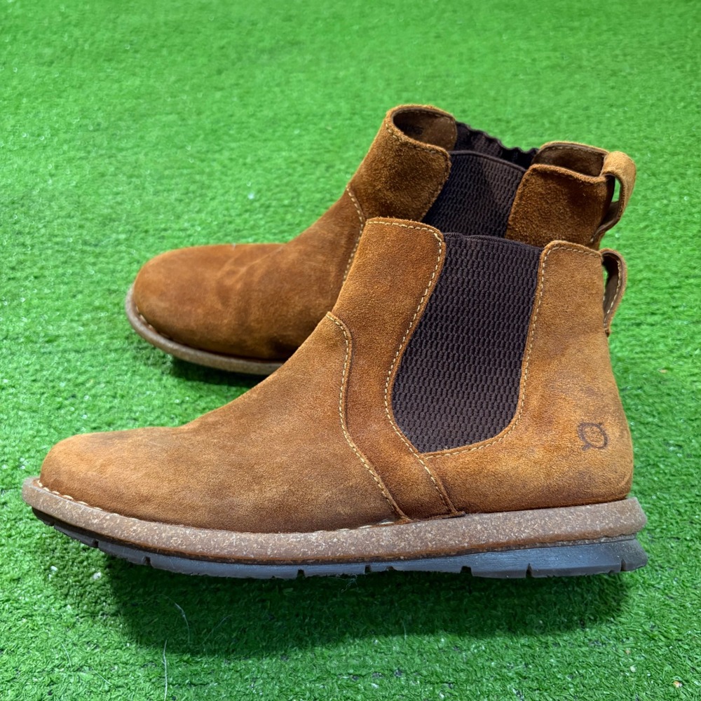 Born Womens 8.5/40 Rust Suede Chelsea Ankle Boots Brown Slip On